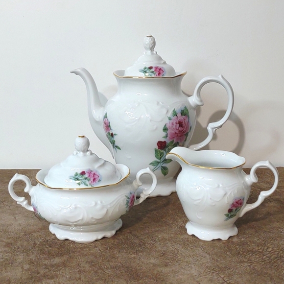 Vintage  Royal Vienna Poland Large Tea Pot and Cream and Sugar Set - Picture 4 of 17